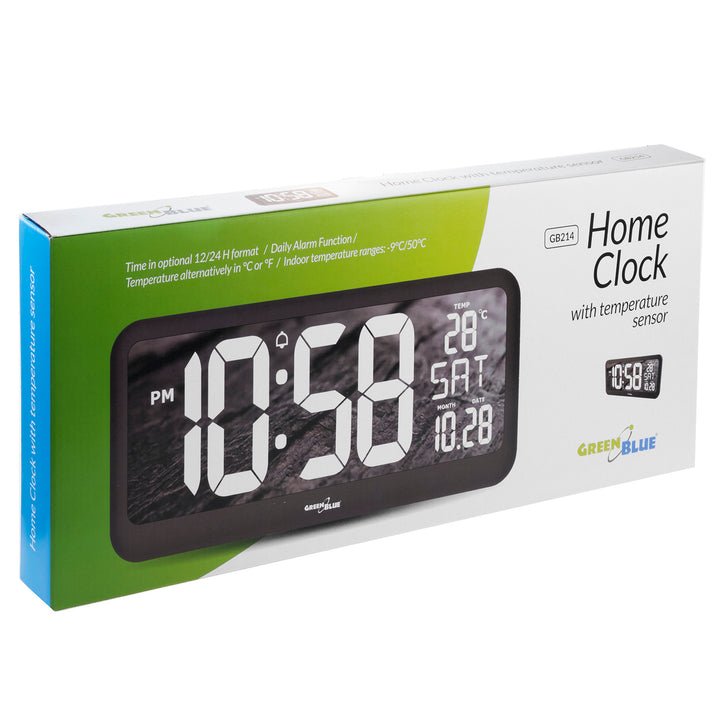 LED falióra extra nagyméretű GreenBlue, hőmérséklet, dátum, GB214
