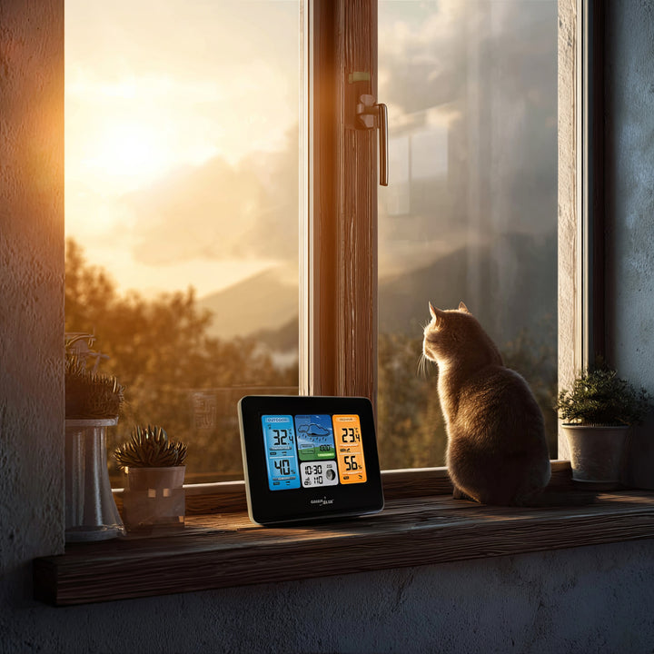 GreenBlue WiFi időjárás-állomás, TUYA-kompatibilis, kültéri érzékelő, naptár, időjárás-előrejelzés, barométer, GB215