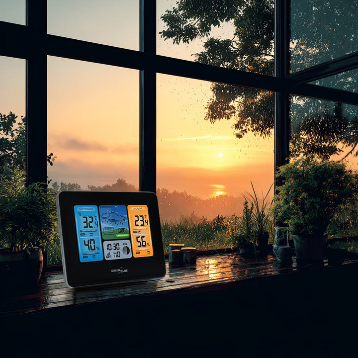 GreenBlue WiFi időjárás-állomás, TUYA-kompatibilis, kültéri érzékelő, naptár, időjárás-előrejelzés, barométer, GB215