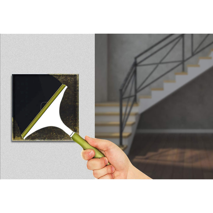 Maclean érintőkapcsoló, egylépcsős, kereszt, üveg, fekete, kerek gombos megvilágítással, 86x86mm, MCE710B