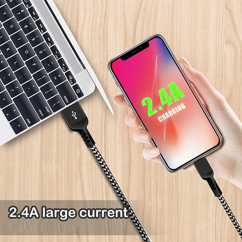 Kábel micro USB Maclean, támogatja a gyorstöltést 2.4A, adatátvitel, 5V/2.4A, Fekete, hossza 2m, MCE483