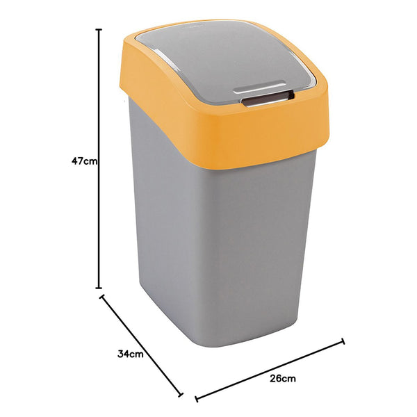 Cuver hulladékgyűjtő, szelektív hulladékgyűjtő, fedéllel, szürke, narancssárga keret, 25L, Flip Bin
