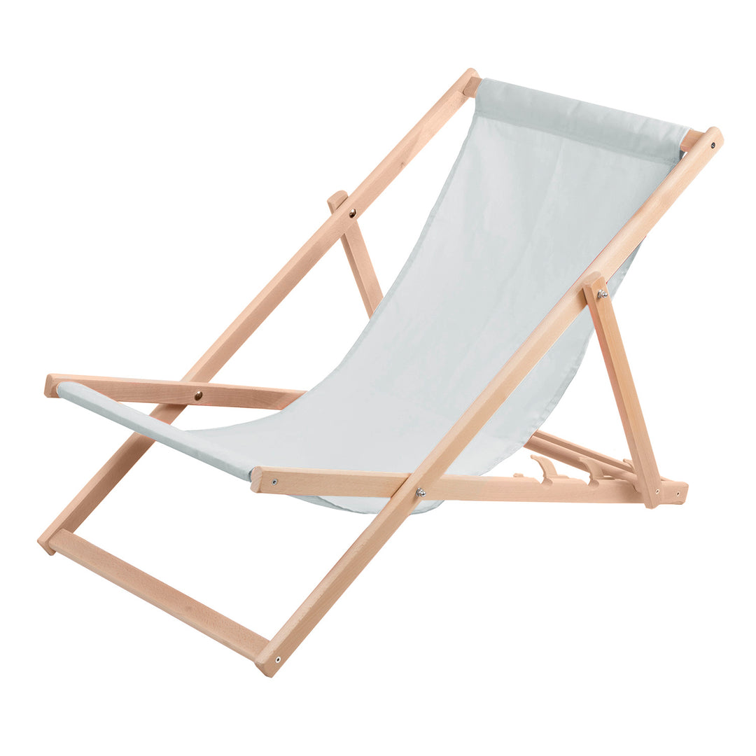 Kényelmes fa nyugágy világos kőris színben, ideális a strandra, erkélyre, teraszra.