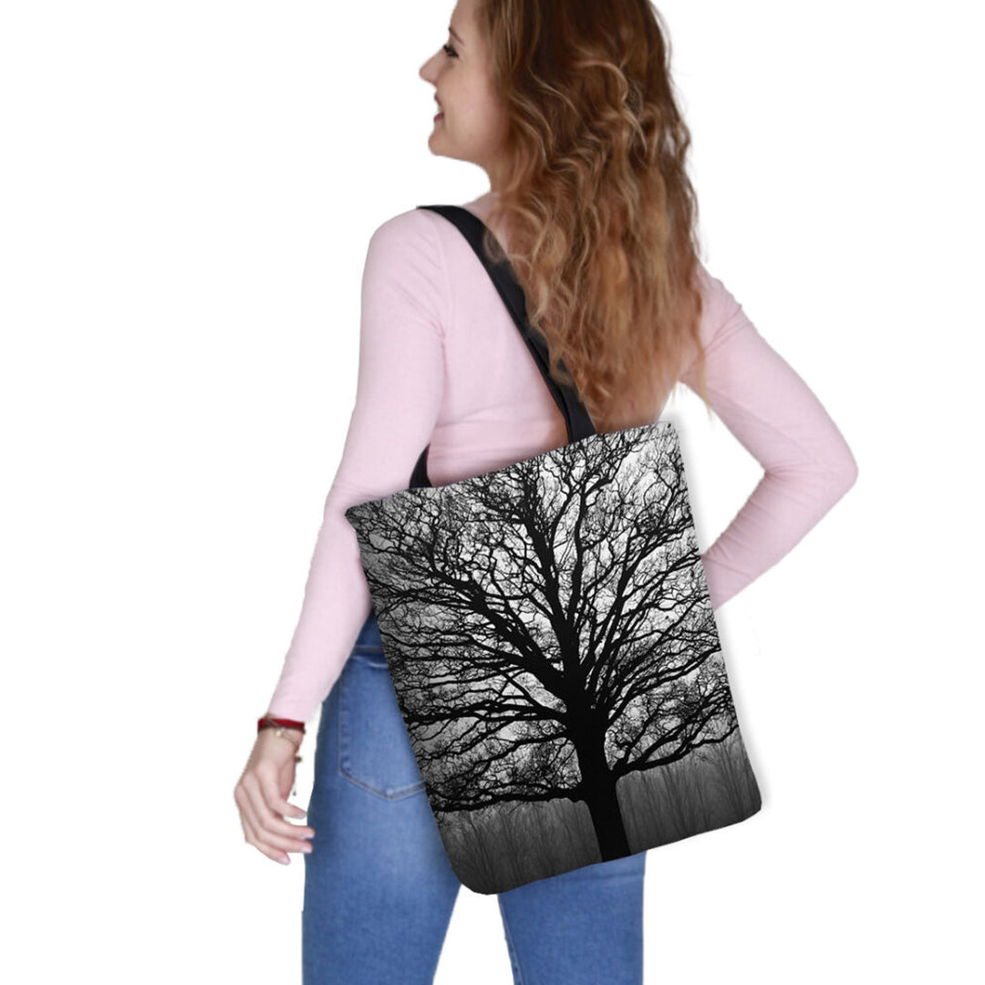 Vászon válltáska, cipzárral záródó, méretei 36x40 cm, Serenity nyomtatott mintával