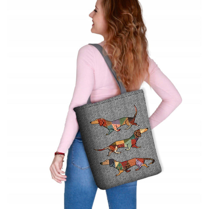 Vászon válltáska, cipzárral záródó, méretei 36x40 cm, Joker nyomtatott mintával