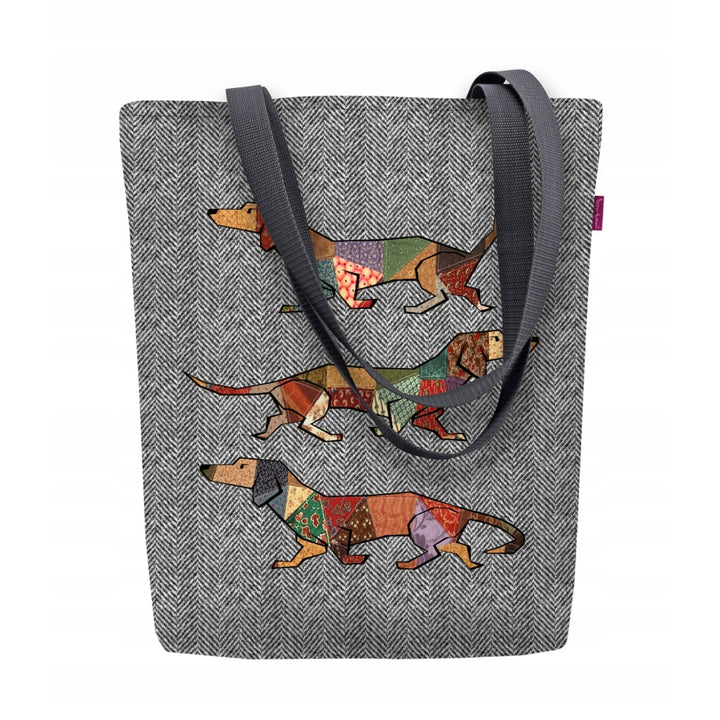 Vászon válltáska, cipzárral záródó, méretei 36x40 cm, Joker nyomtatott mintával