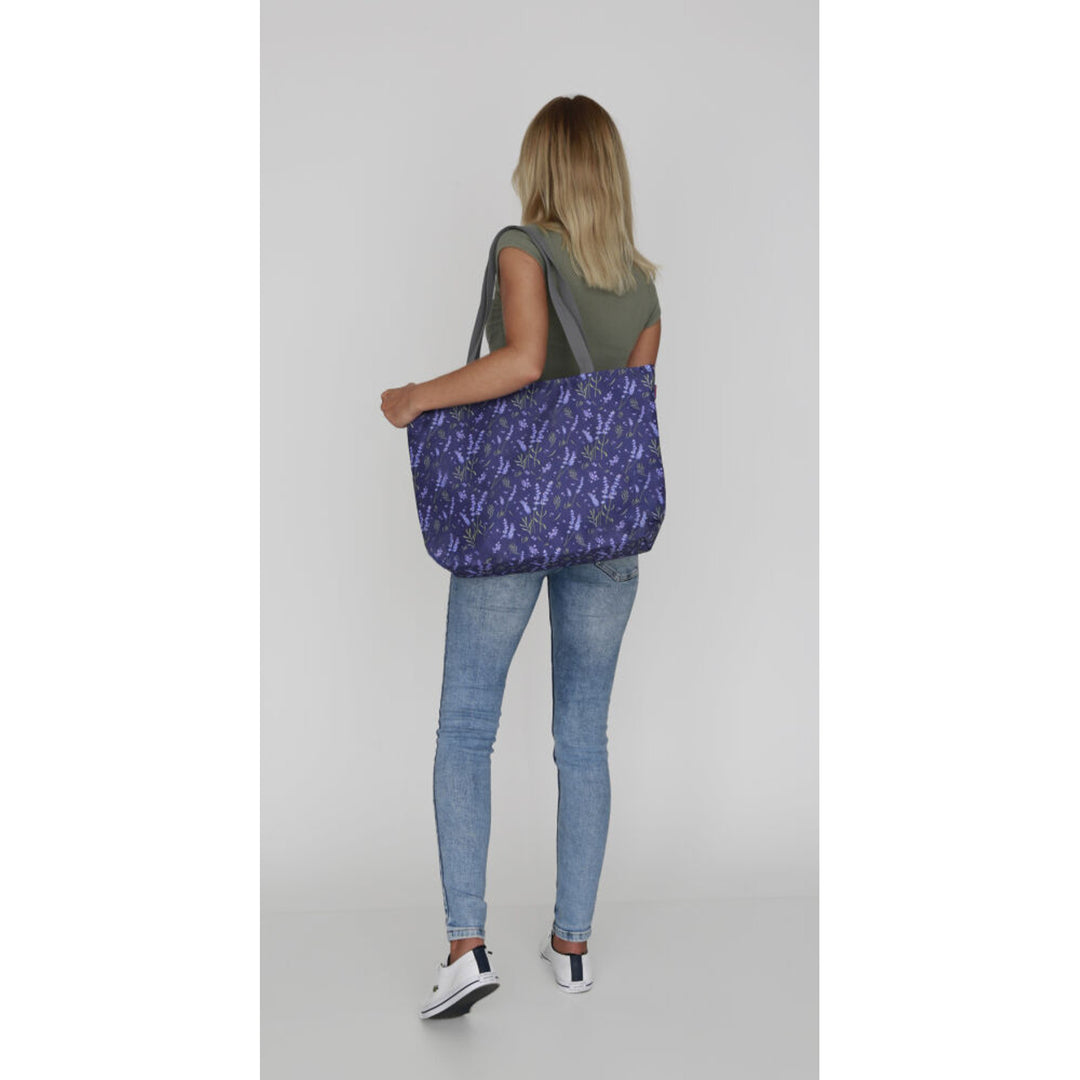 Bertoni válltáska, cipzárral, időjárásálló, tartós nyomtatás, Lavender mintával