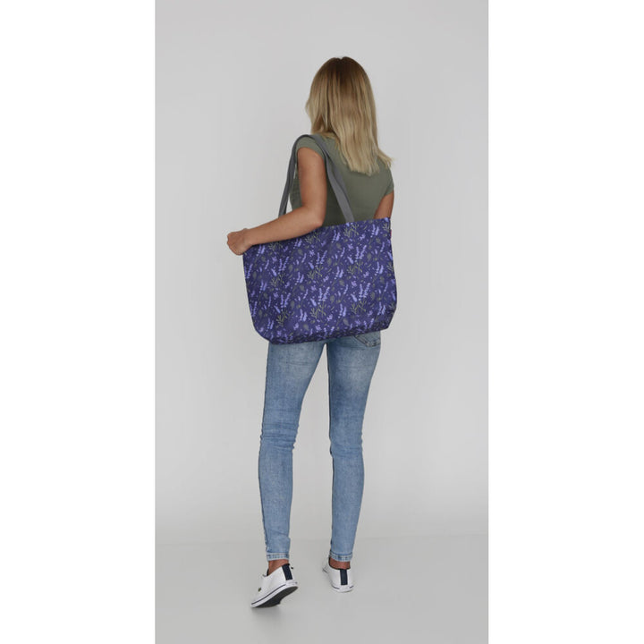 Bertoni válltáska, cipzárral, időjárásálló, tartós nyomtatás, Lavender mintával