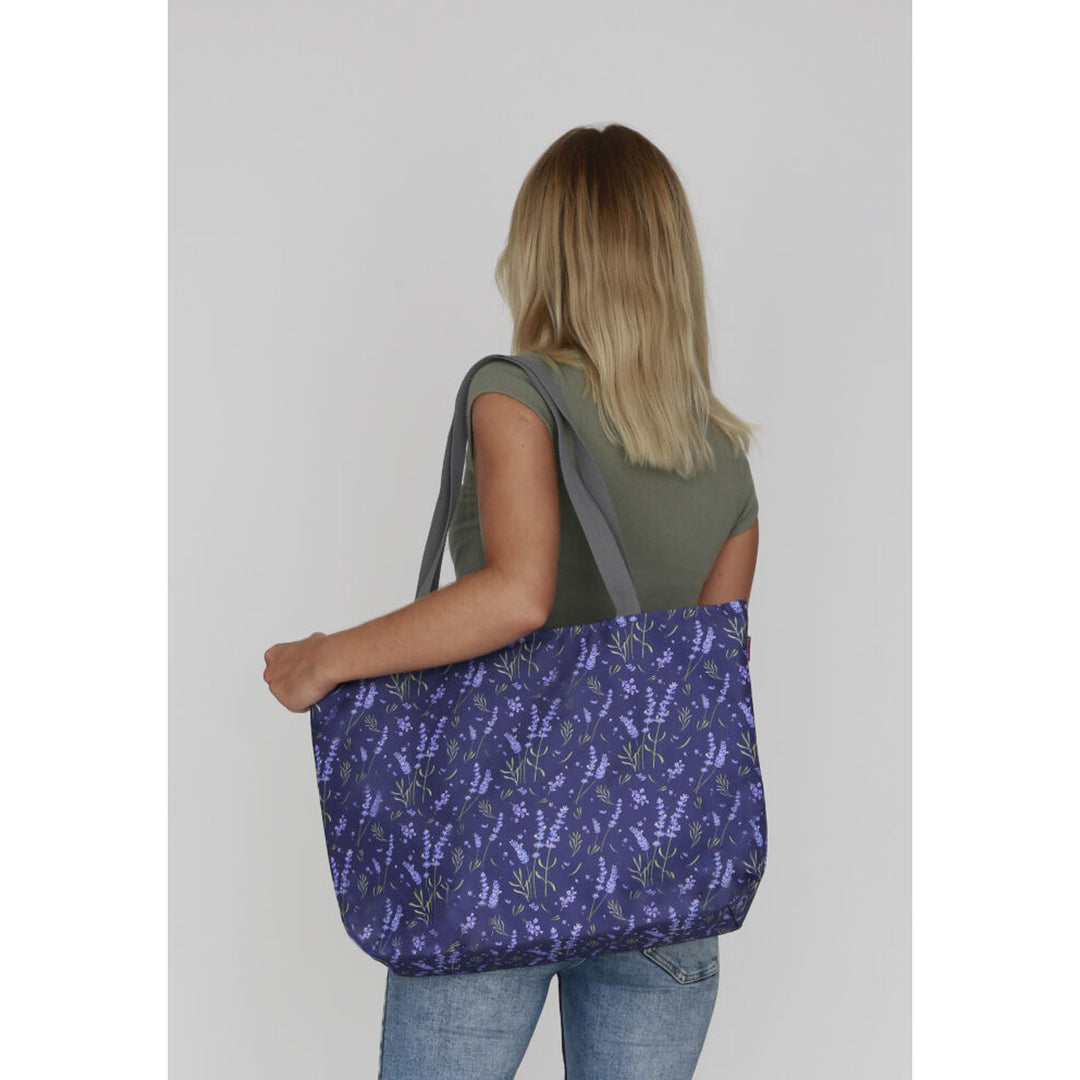 Bertoni válltáska, cipzárral, időjárásálló, tartós nyomtatás, Lavender mintával