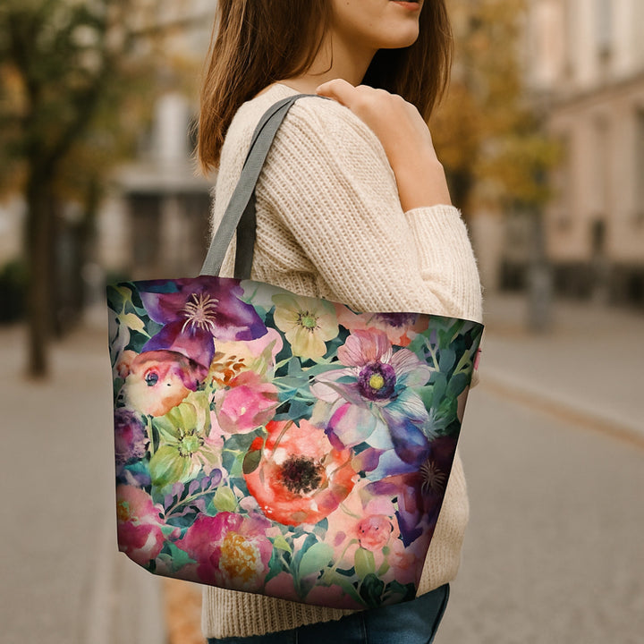 Bertoni válltáska, cipzárral, időjárásálló, tartós nyomtatás, Flora mintával
