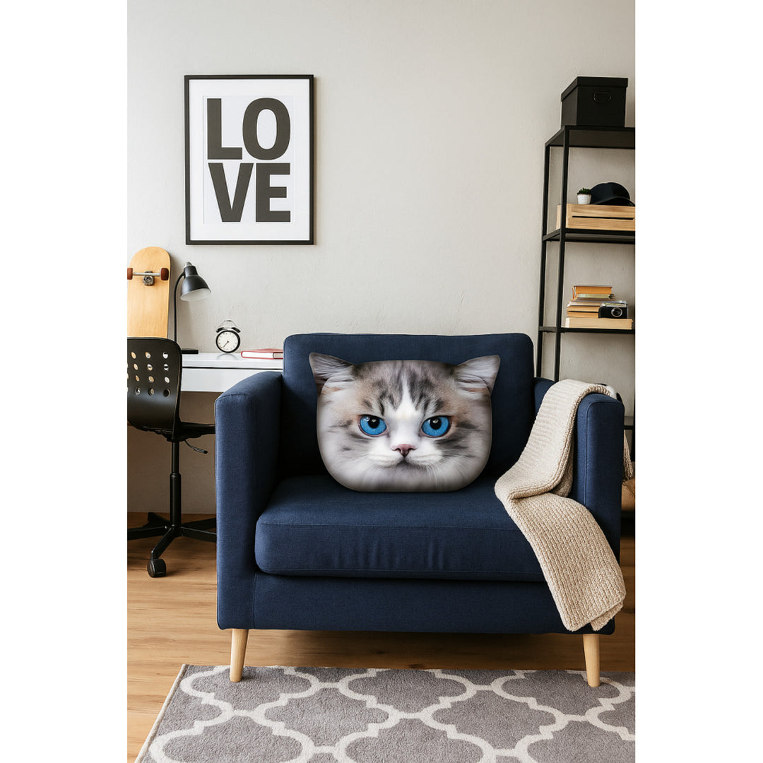 Bertoni díszpárna Cat Luna 30x45 cm, bársony, macskamintás, antiallergén betéttel