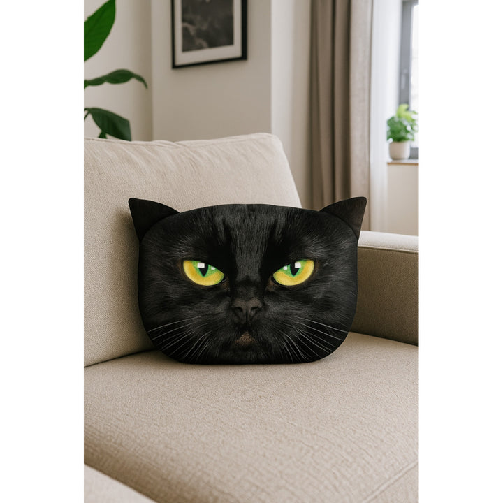 Bertoni Cat Nero díszpárna 30x45 cm, velúr, macskamintás, antiallergén betéttel