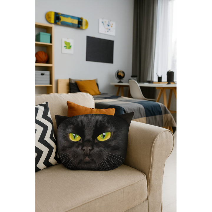Bertoni Cat Nero díszpárna 30x45 cm, velúr, macskamintás, antiallergén betéttel