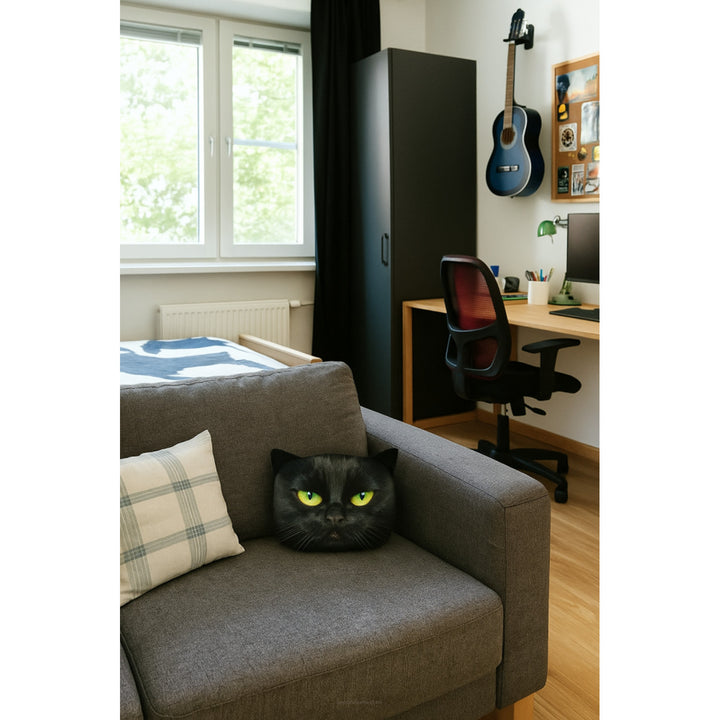 Bertoni Cat Nero díszpárna 30x45 cm, velúr, macskamintás, antiallergén betéttel