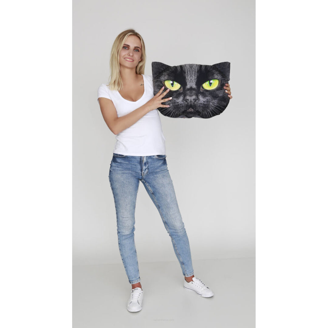 Bertoni Cat Nero díszpárna 30x45 cm, velúr, macskamintás, antiallergén betéttel