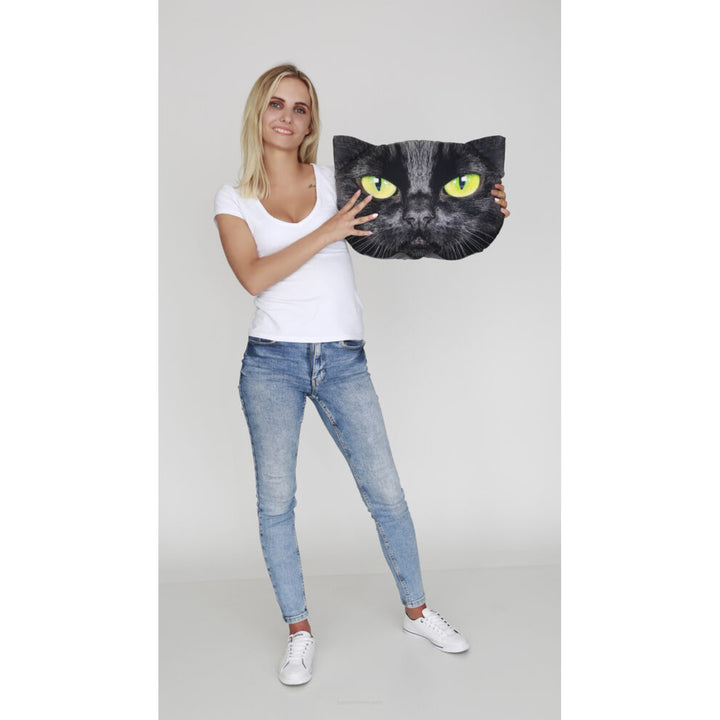 Bertoni Cat Nero díszpárna 30x45 cm, velúr, macskamintás, antiallergén betéttel