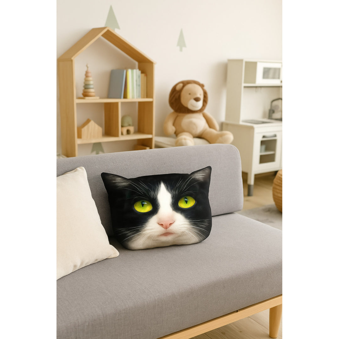 Bertoni Cat Panda díszpárna 30x45 cm, velúr, macskamintás, antiallergén betéttel