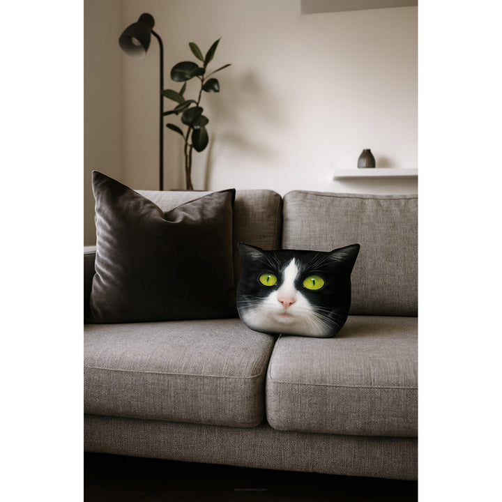 Bertoni Cat Panda díszpárna 30x45 cm, velúr, macskamintás, antiallergén betéttel