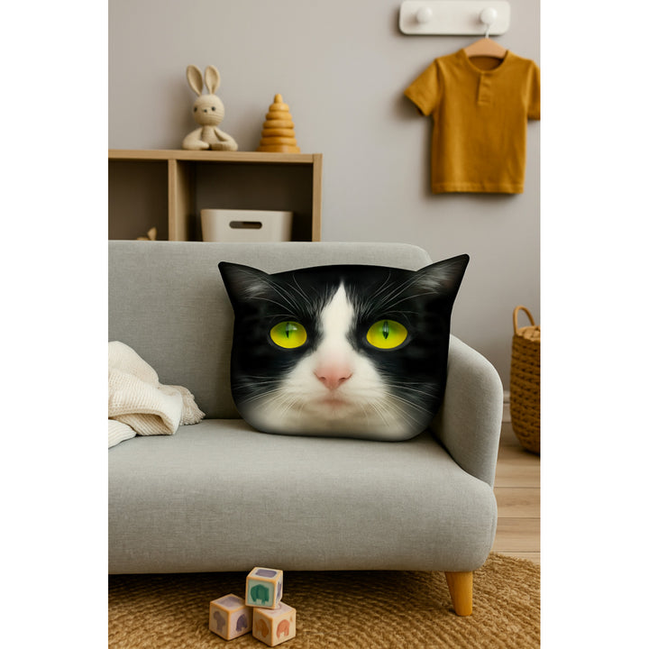 Bertoni Cat Panda díszpárna 30x45 cm, velúr, macskamintás, antiallergén betéttel
