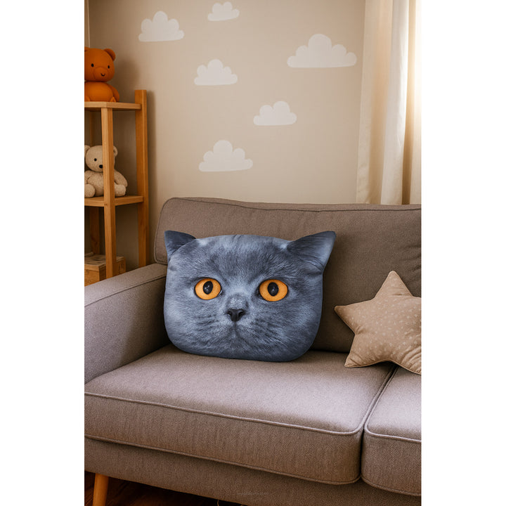 Bertoni Cat Leon díszpárna 30x45 cm, bársony, macskamintás, antiallergén betéttel