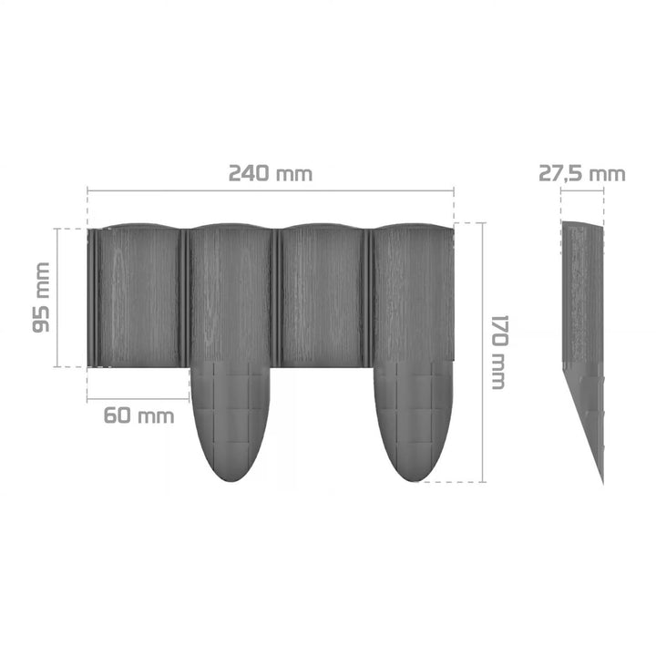 Cellfast kerti kerítés, fa textúrájú, fagyálló, hossza 2,4 m, grafit színű, 34-054