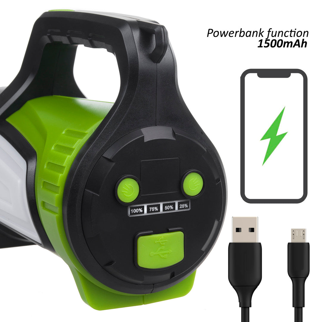 LED-es zseblámpa 3in1 Maclean, powerbank funkció, 3 fénymód, 5W XM-L-T6, hideg fehér 6500K, 3.7V 3x18650, 4500mAh, MCE345