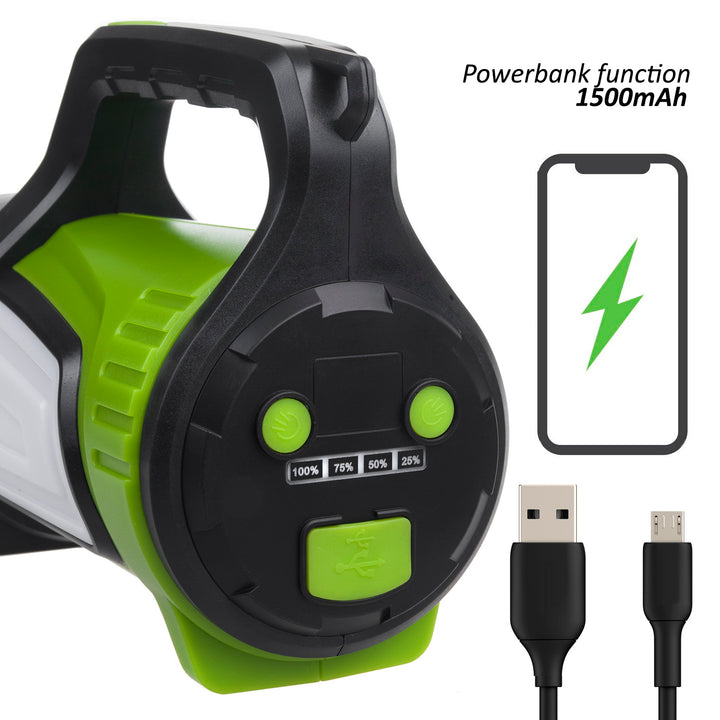 LED-es zseblámpa 3in1 Maclean, powerbank funkció, 3 fénymód, 5W XM-L-T6, hideg fehér 6500K, 3.7V 3x18650, 4500mAh, MCE345