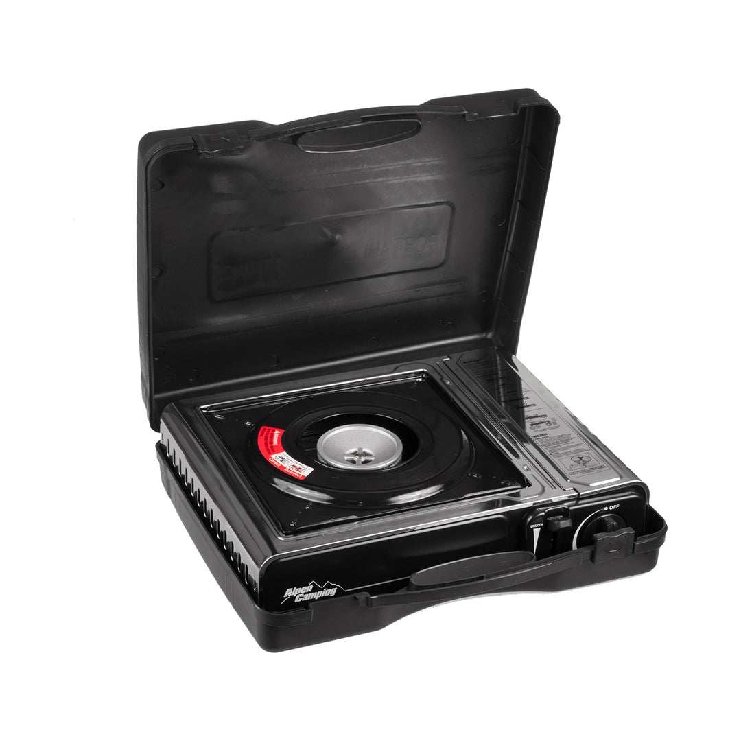 Alpen Camping kempingfőző, teljesítmény: 2,2 kW, gázfogyasztás 160g/h, piezo gyújtás, MONT BLANC