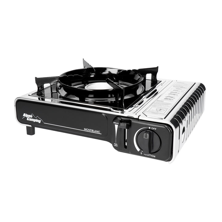 Alpen Camping kempingfőző, teljesítmény: 2,2 kW, gázfogyasztás 160g/h, piezo gyújtás, MONT BLANC