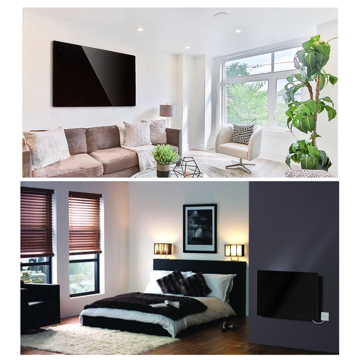 Maclean üveg fűtőpanel, infravörös 600W, időzítő, távirányító, termosztát, WiFi Tuya, fekete szín, 55x100cm, MCE536