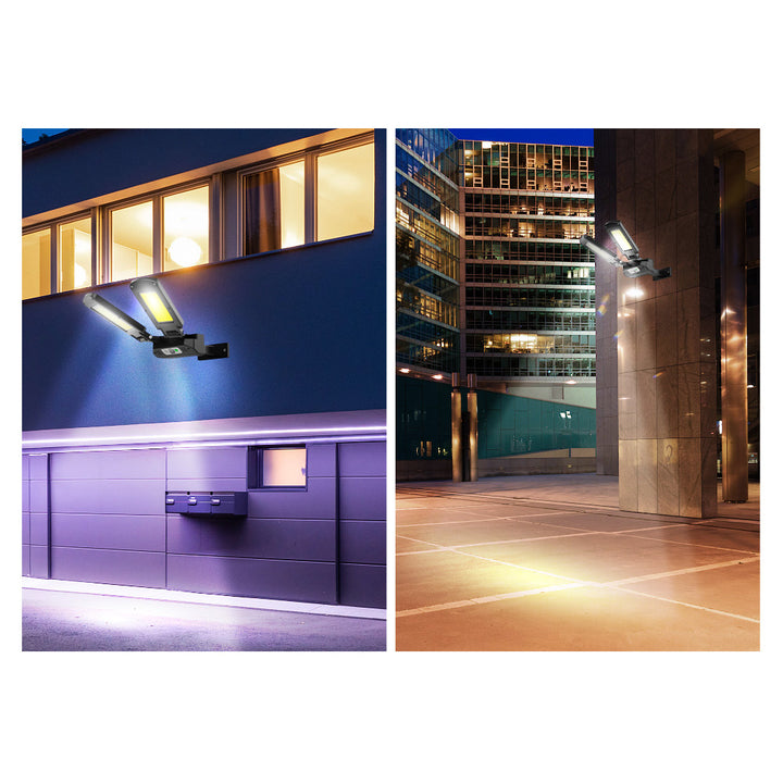 Napelemes LED utcai lámpa mozgásérzékelővel és távirányítóval Maclean IP54, 5W, 2x450lm, 6500K, Li-ion 2400 mAh, 3 üzemmód MCE447