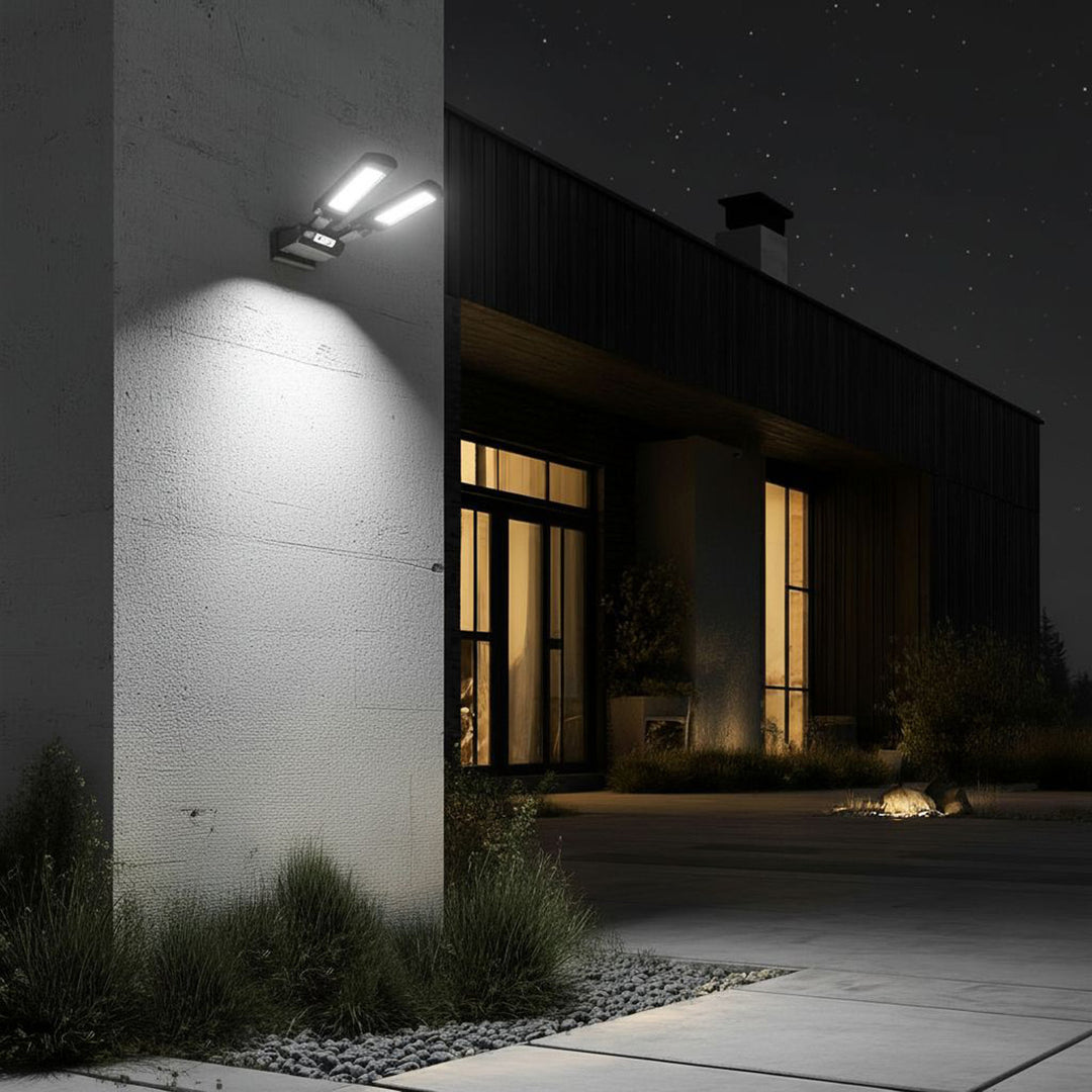 Napelemes LED utcai lámpa mozgásérzékelővel és távirányítóval Maclean IP54, 5W, 2x450lm, 6500K, Li-ion 2400 mAh, 3 üzemmód MCE447
