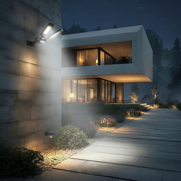 Napelemes LED utcai lámpa mozgásérzékelővel és távirányítóval Maclean IP54, 5W, 2x450lm, 6500K, Li-ion 2400 mAh, 3 üzemmód MCE447