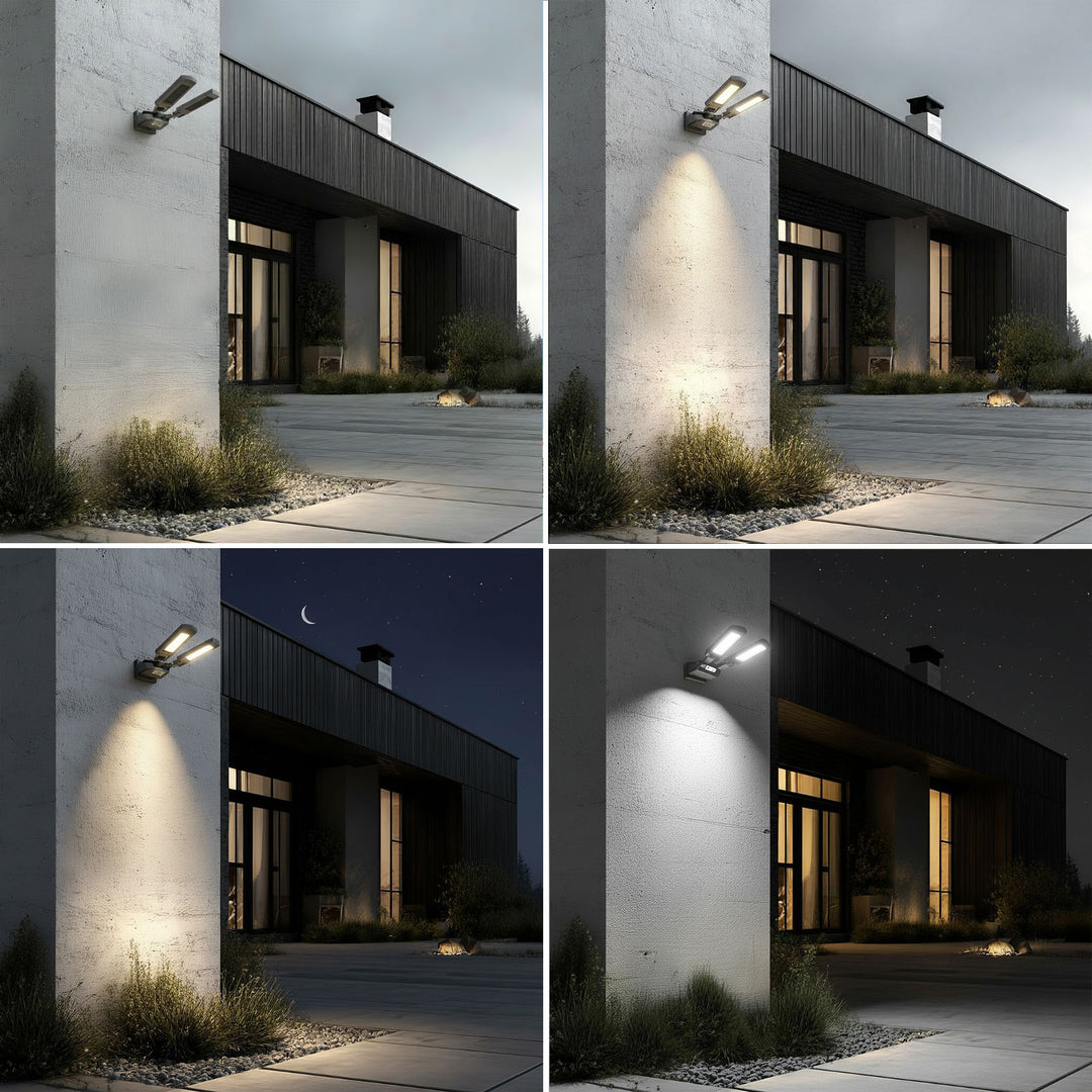 Napelemes LED utcai lámpa mozgásérzékelővel és távirányítóval Maclean IP54, 5W, 2x450lm, 6500K, Li-ion 2400 mAh, 3 üzemmód MCE447