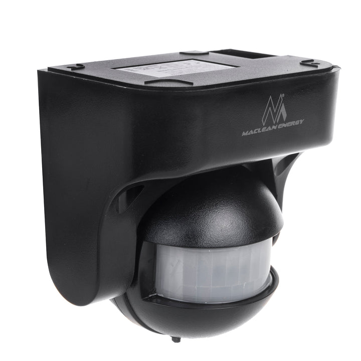 Maclean PIR mozgásérzékelő, infravörös, IP44, fekete, hatótávolság 12m, max. terhelés 800/1200W, MCE358 B