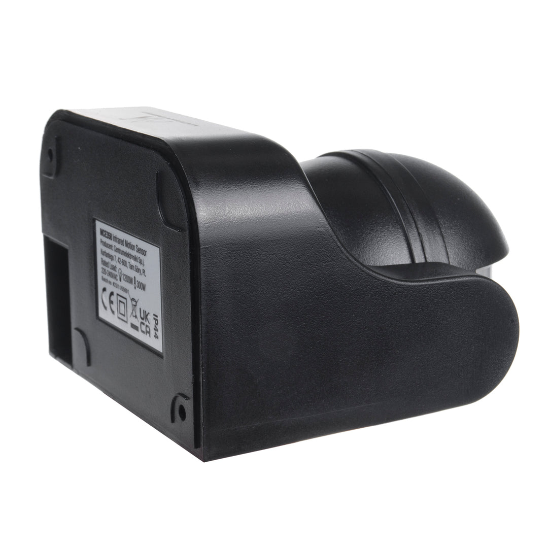 Maclean PIR mozgásérzékelő, infravörös, IP44, fekete, hatótávolság 12m, max. terhelés 800/1200W, MCE358 B