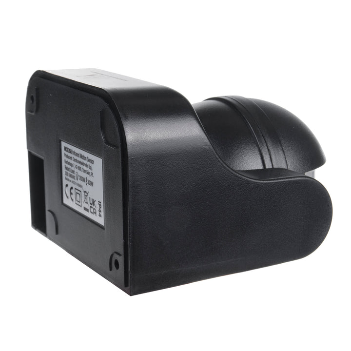 Maclean PIR mozgásérzékelő, infravörös, IP44, fekete, hatótávolság 12m, max. terhelés 800/1200W, MCE358 B