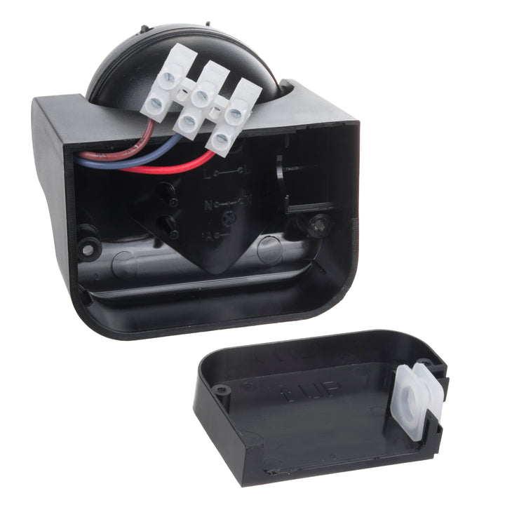 Maclean PIR mozgásérzékelő, infravörös, IP44, fekete, hatótávolság 12m, max. terhelés 800/1200W, MCE358 B