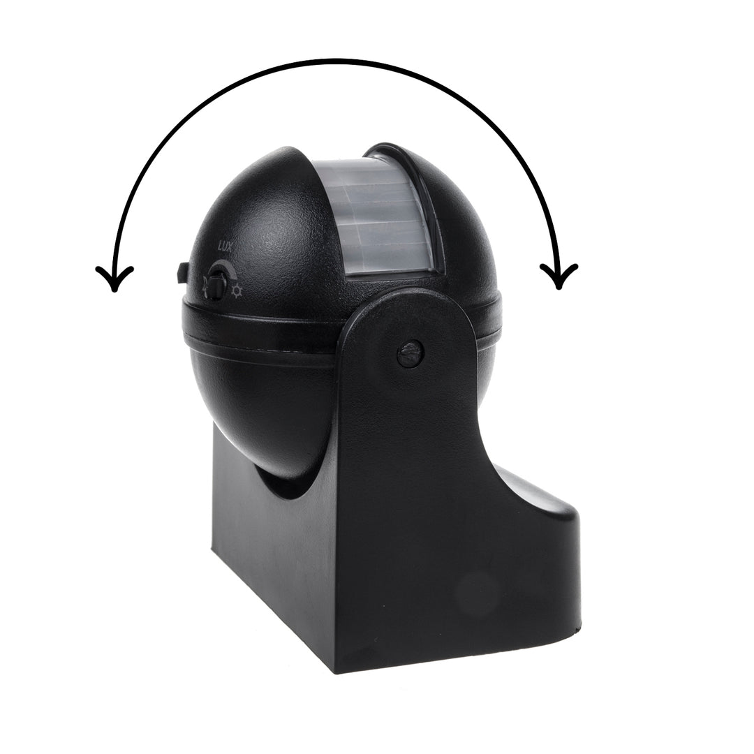 Maclean PIR mozgásérzékelő, infravörös, IP44, fekete, hatótávolság 12m, max. terhelés 800/1200W, MCE358 B