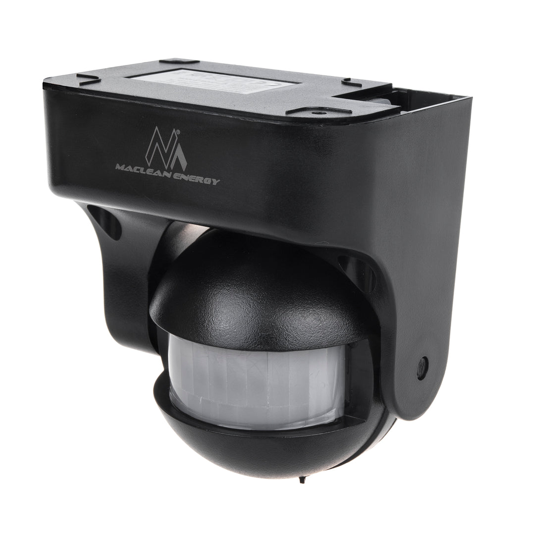 Maclean PIR mozgásérzékelő, infravörös, IP44, fekete, hatótávolság 12m, max. terhelés 800/1200W, MCE358 B