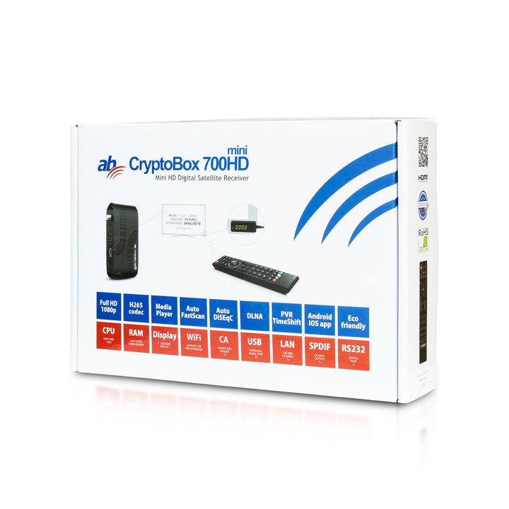 AB CryptoBox 700HD mini Full HD 1080p H.265 HEVC vevőkészülék