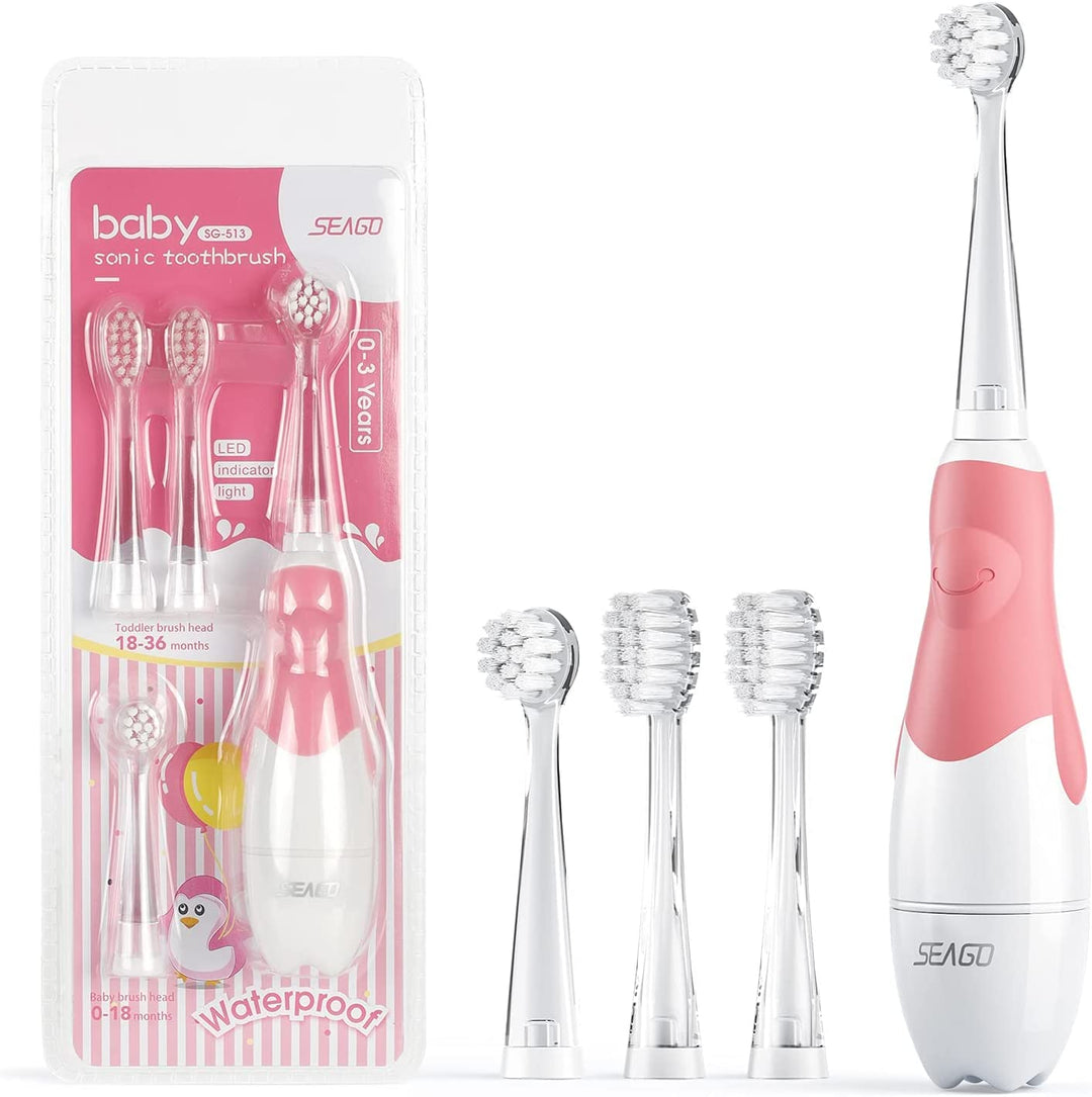 SEAGO gyermek szonikus fogkefe, rózsaszín, 1xAA 1,5V (nem tartozék), 4 fogkefehegy, SG-513 Pink