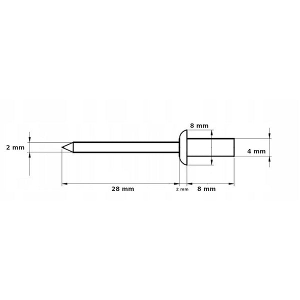 4x8 szegecs - fehér (csomag - 100 db) KOMLET