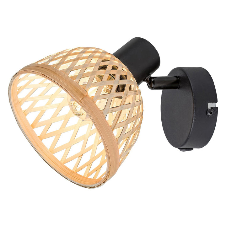 Rattan lámpa,ind.spot.E14 1xMAX15W,fekete - fali lámpa