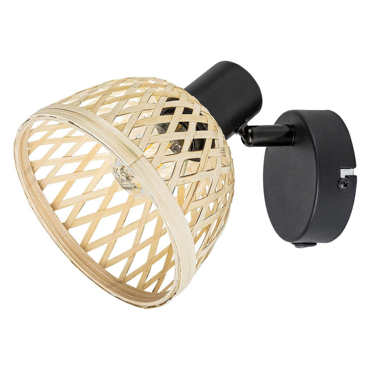 Rattan lámpa,ind.spot.E14 1xMAX15W,fekete - fali lámpa