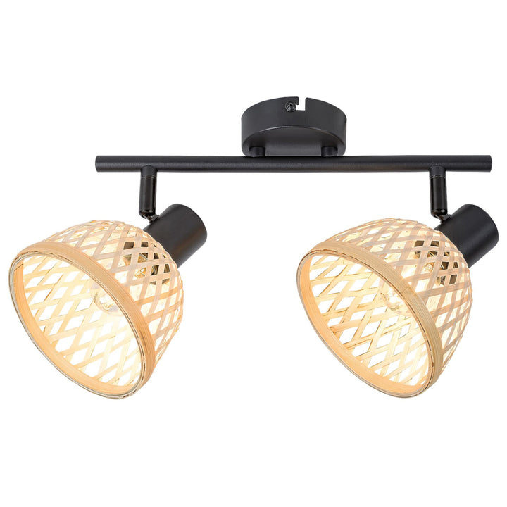 Rattan,ind.spot.E14 2xMAX15W,fekete - fali lámpa