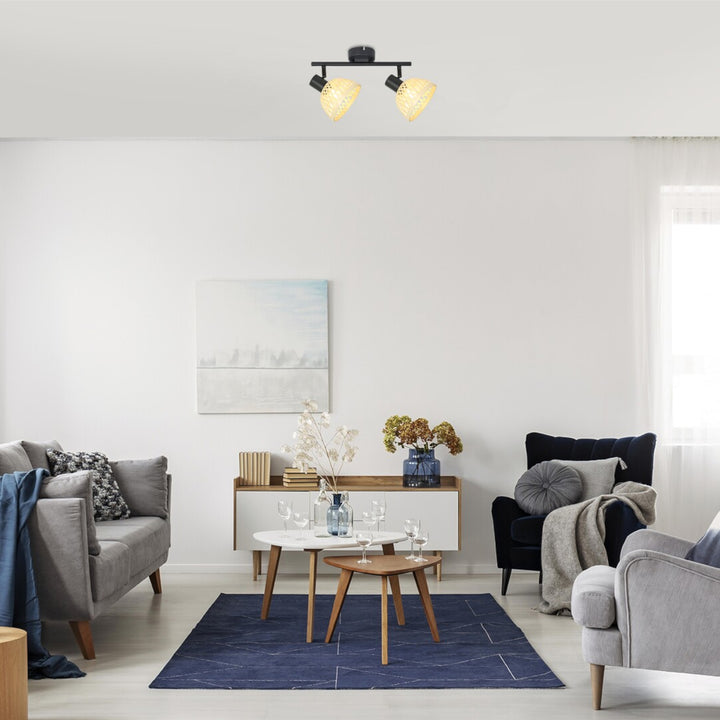 Rattan,ind.spot.E14 2xMAX15W,fekete - fali lámpa