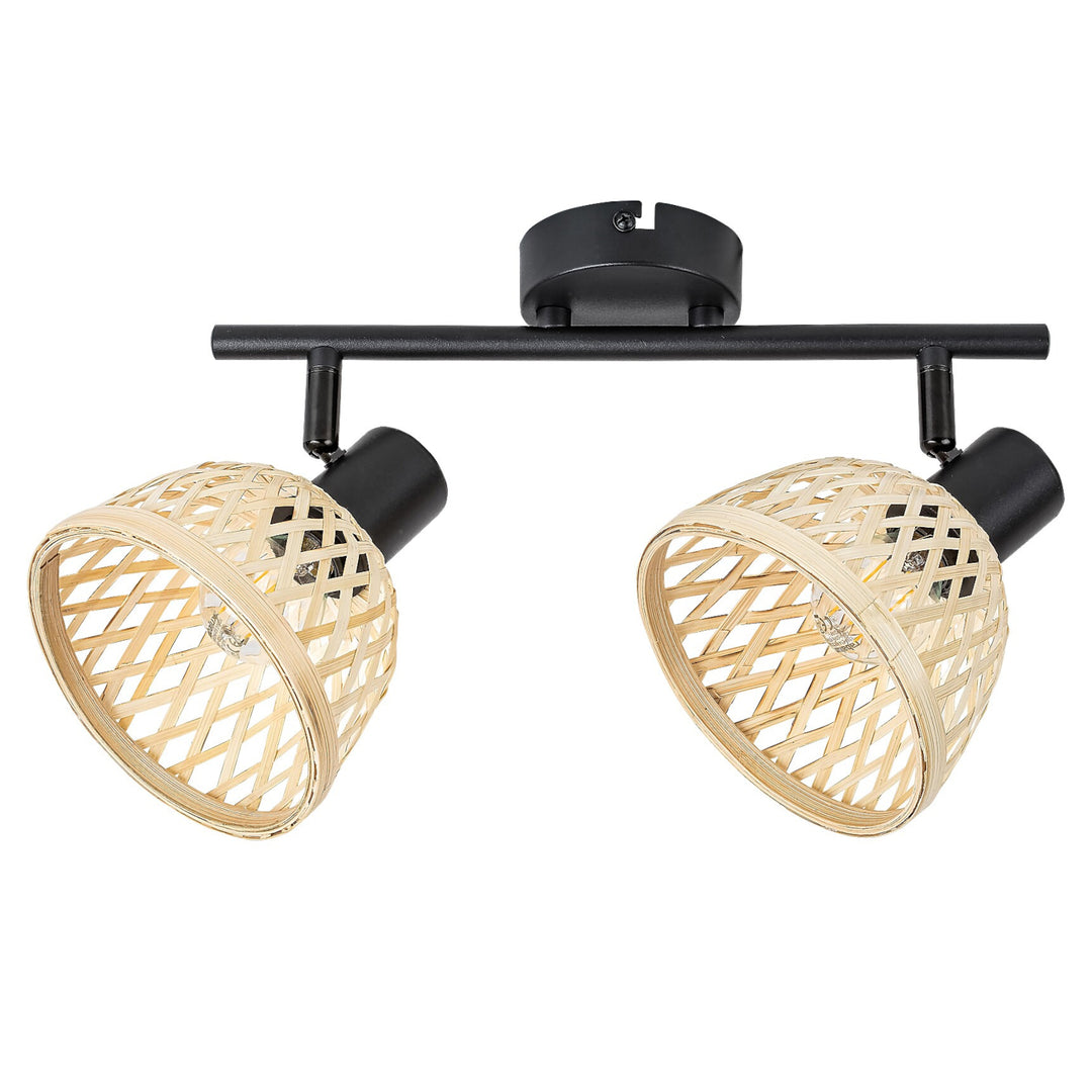 Rattan,ind.spot.E14 2xMAX15W,fekete - fali lámpa