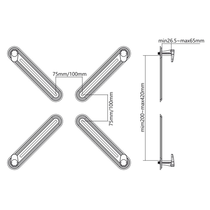 Adapter VESA lyukak nélküli képernyőkhöz Maclean, fekete, 13"-27", 8kg max, MC-899