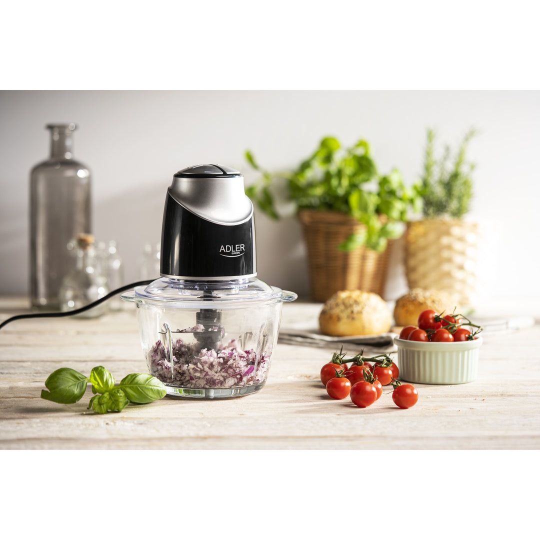 Aprítógép üveg tállal Adler AD 4082 300W rozsdamentes acél pengékkel